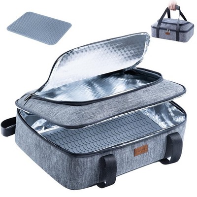Insulated Casserole Carrier for Hot or Cold Food with Heat-resistant Mat, Cas...