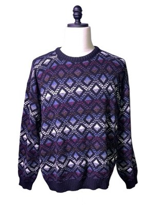 Vintage 90s Atrium Geometric Pattern Knit Sweater Sz XL Made in USA