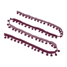 5 Yards Pom Pom Ball Fringe Trim, 12mm Sewing Tassel Lace, Burgundy