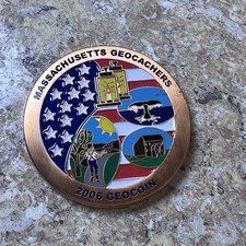 Massachusetts Geocaching COPPER 2006 Geocoin UNACTIVATED Trackable