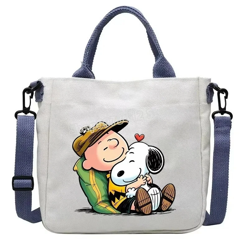 Snoopy Cartoon Canvas Tote Bag Large Capacity Unisex Shoulder Crossbody Bag Gift