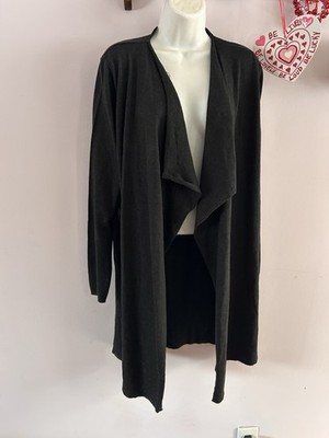 Women s  H&M Basic Heathered Black Open Front Cardigan Size Small Long Sleeve