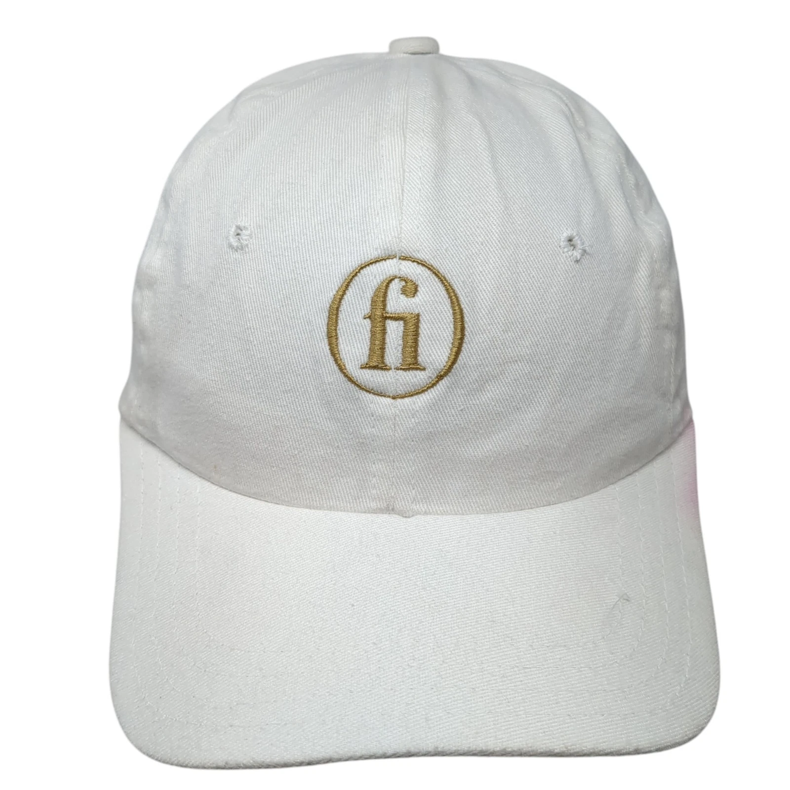 Fi Logo Strapback Baseball Cap White One Size Adjustable Embroidered 6 Panel