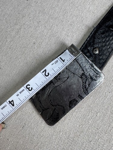 Belt Makers Leather Belt Size 38 Black Western Buckle USA Made  - Picture 3 of 13