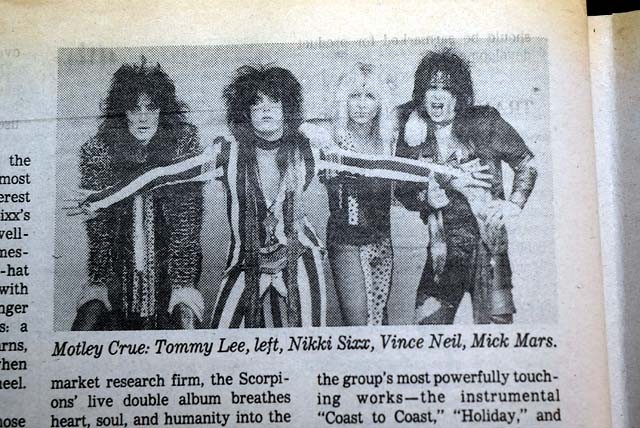 Early MOTLEY CRUE Heavy Rock Band Photo Hair Bands Pioneer 1985 L.A. Editorial