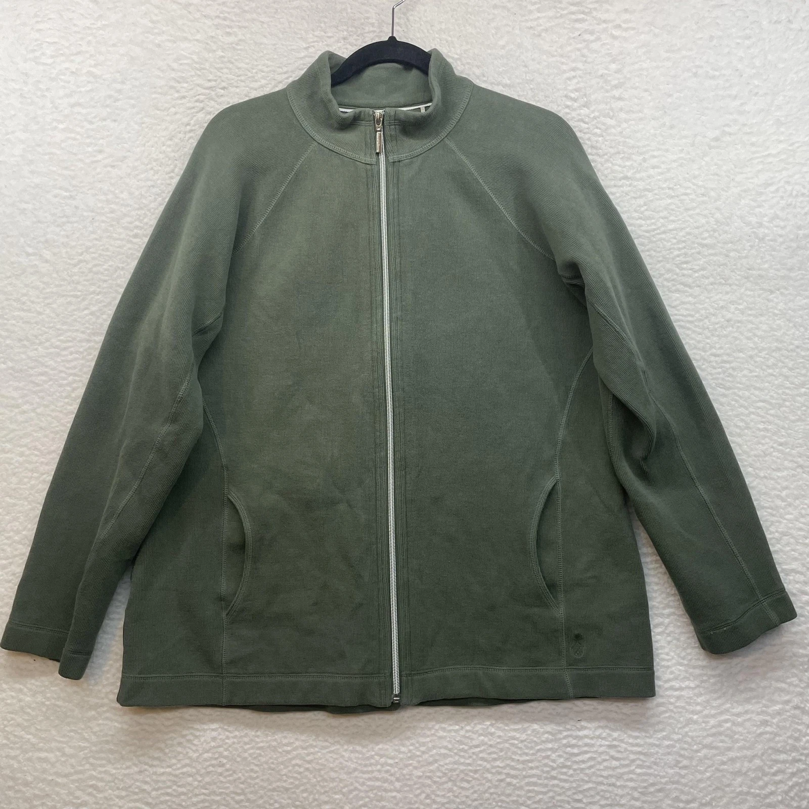 Tommy Bahama Jacket Mens XL Green Full Zip Stand Collar Knit Cotton Blend Casual