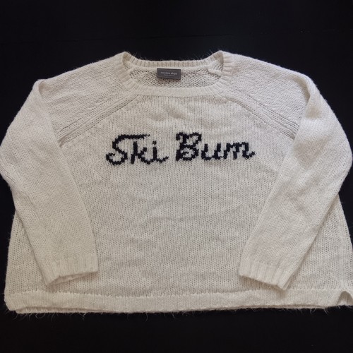 Wooden Ships Ski Bum Graphic Knit Wool Blend Sweater Womens M/L