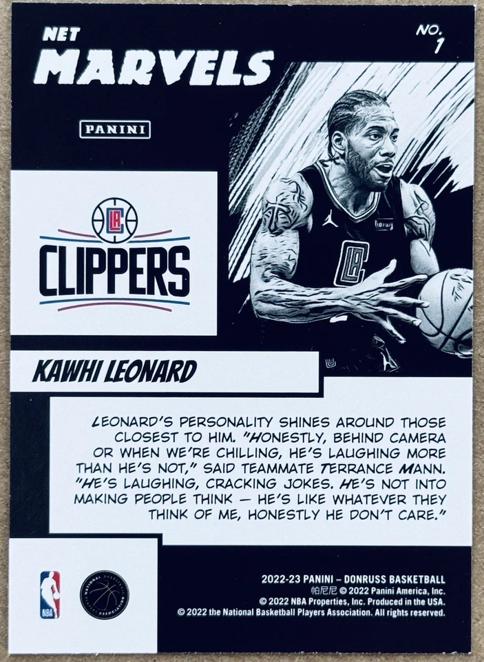2022-23 PANINI DONRUSS KAWHI LEONARD NET MARVELS #1 EX+ LOS ANGELES CLIPPERS - Image 2 of 2