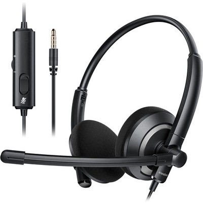 Wired Headset with Microphone for PC Laptop - 3.5mm Jack On Ear Headphones wi...