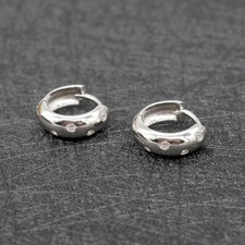 Girls Sterling Silver Small Dome Hoop CZ Huggie Hoop Earrings A4475
