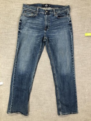 Hollister Epic Flex Straight Jeans Mens 33x32 Blue Medium Wash Denim Stretch