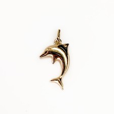 9ct Yellow Gold Dolphin Charm Pendant Jewellery Animal Small Fine #69208