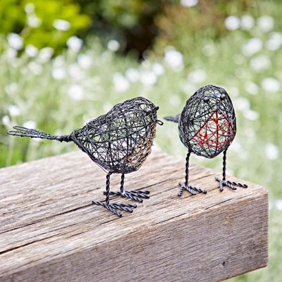 Fairtrade 2er Set Deko Draht Rotkehlchen Deko