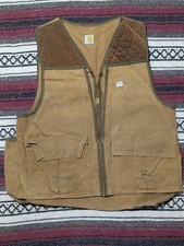 Vintage Carhartt Duck Canvas Vest L Full Zip Hunting Game Pouch USA