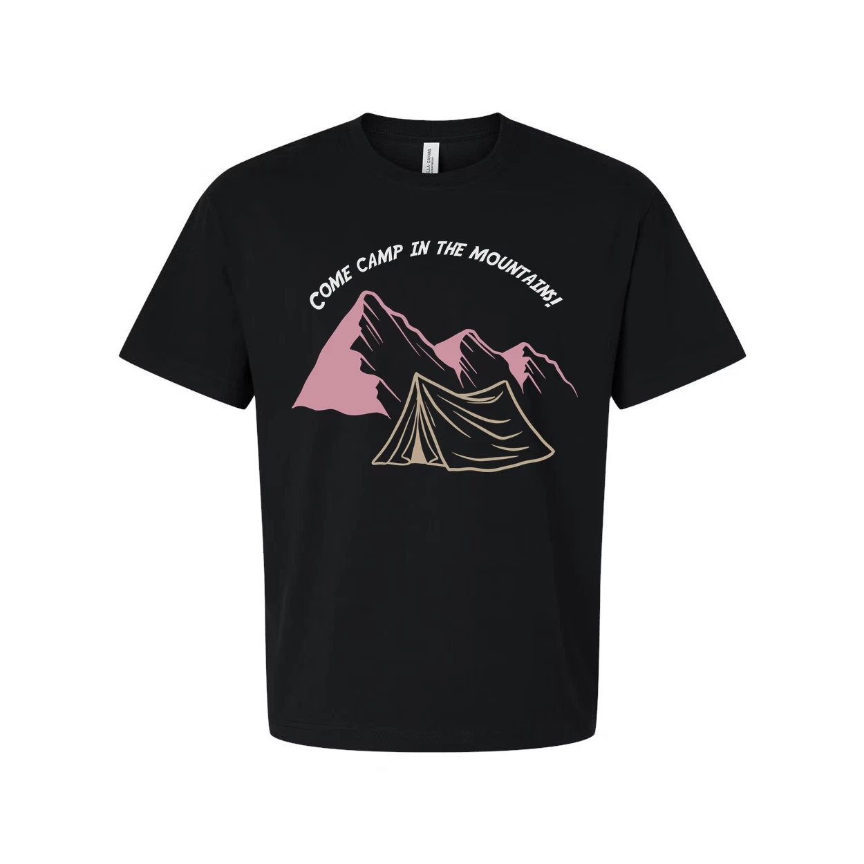 Unisex Outdoor Camping Graphic Tee With Mountain Range Tent Illustration And Arc
