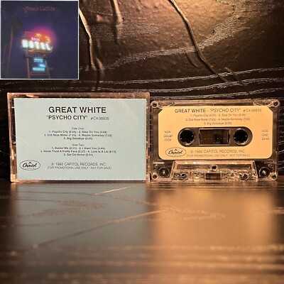 Great White - Psycho City (US, 1992, Promo, Capitol, C4-98835) Cassette *Tested*