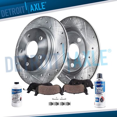 Rear Drilled Rotors Ceramic Brake Pads for Chrysler 200 Dodge Caliber Mitsubishi