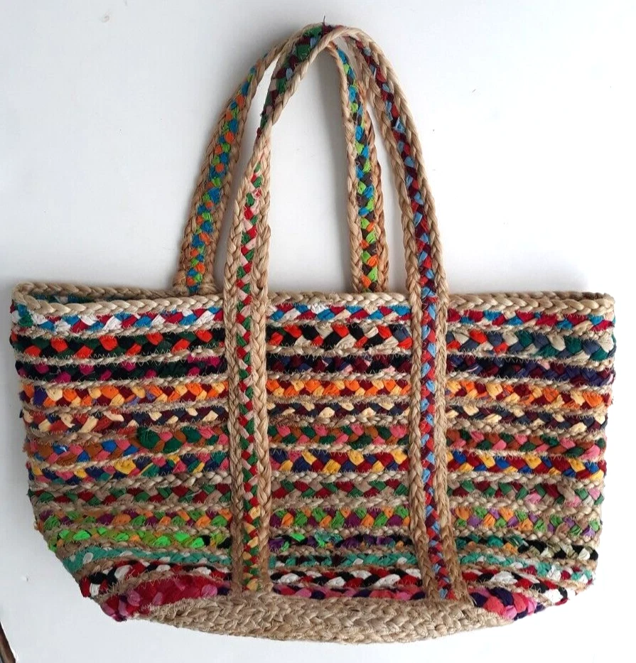 Shiraleah Chicago ~ Jute Large Tote Bag Boho Hippie Anthropologie ~  Multicolor