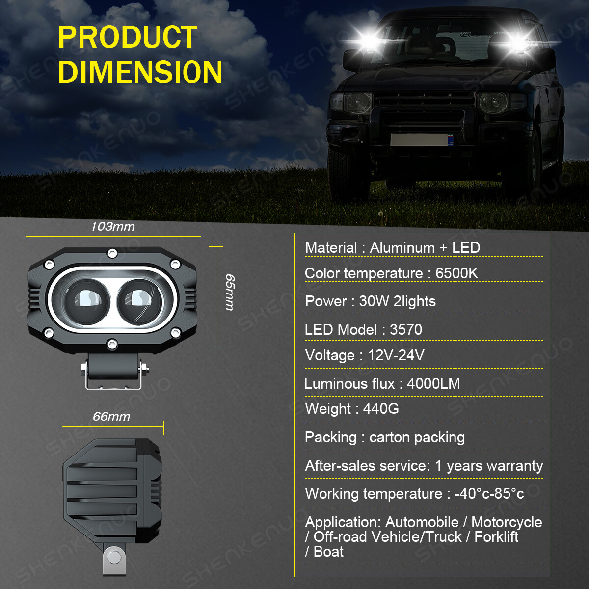 4 30W LED Work Light Bar Spot Pod Fog Driving Lamp Offroad UTE ATV SUV Truck