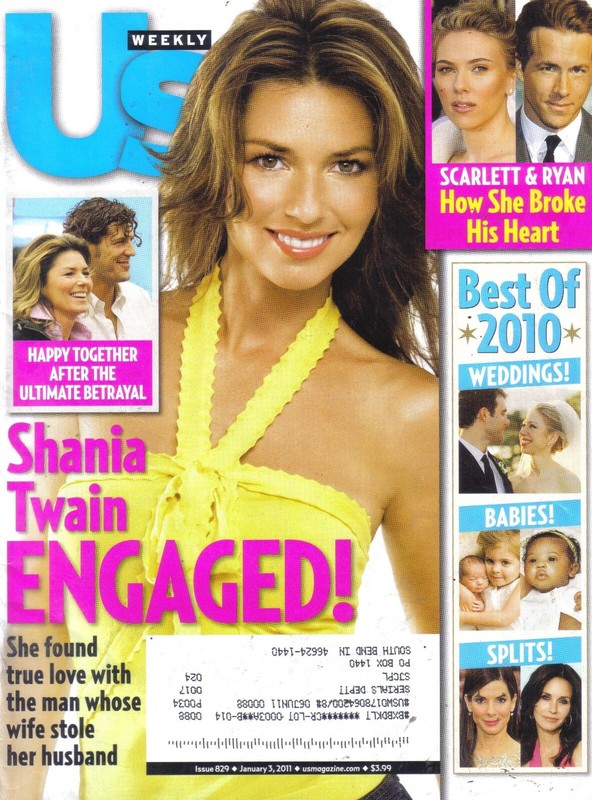 US WEEKLY MAGAZINE 1-3-11 SHANIA TWAIN, RYAN REYNOLDS, SCARLETT JOHANSSON