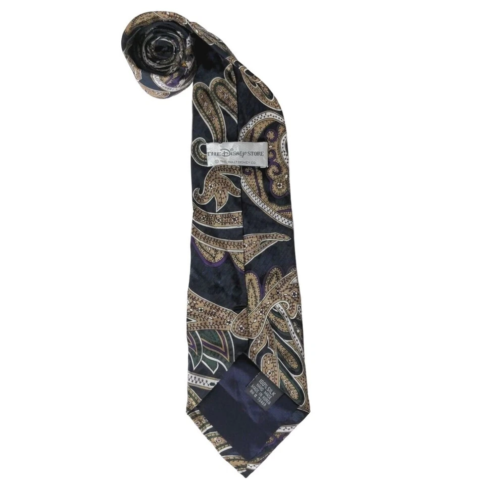 Corbata de seda The Disney Store Mickey Mouse Goofy Paisley dorada verde novedad Foto 4 de 4