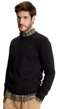TOMMY HILFIGER Mens Solid Crewneck Pullover Sweater, Black, M