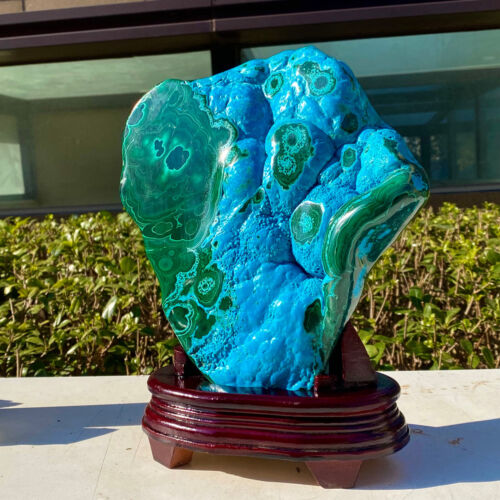 7.56LB Natural Chrysocolla/Malachite transparent cluster rough mineral sample - Picture 6 of 11