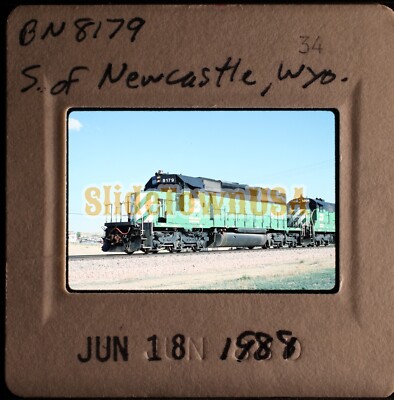 Vtg 1988 Train Slide 8179 BN Burlington Northern Engine Newcastle