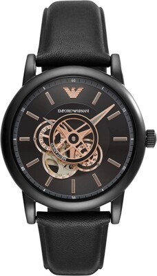 Emporio Armani Emporio Armani Men's Automatic Black Leather Watch