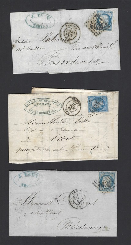 FRANCE-1860 ISH-FOLDED ENVELOPES-NICE CANCELS-SELECTION OF 6-FINE-#306