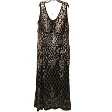 R M Richards Ladies Sequin Party Dress Color: Black Sz 16 W