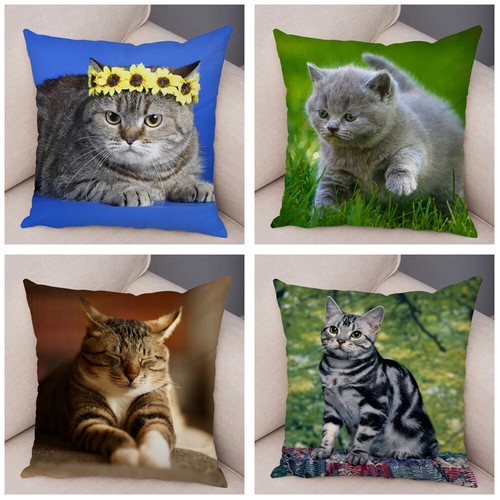 Funny Cute Cat Pillowcase Lovely Pet Animal Print Pillow Case Cushion Cover - Picture 2 of 72