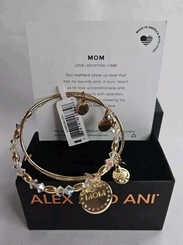 Alex And Ani Crystal Infusion 'Mom' Charm Bangle Set Of 2 Mother's Day - Picture 4 of 15