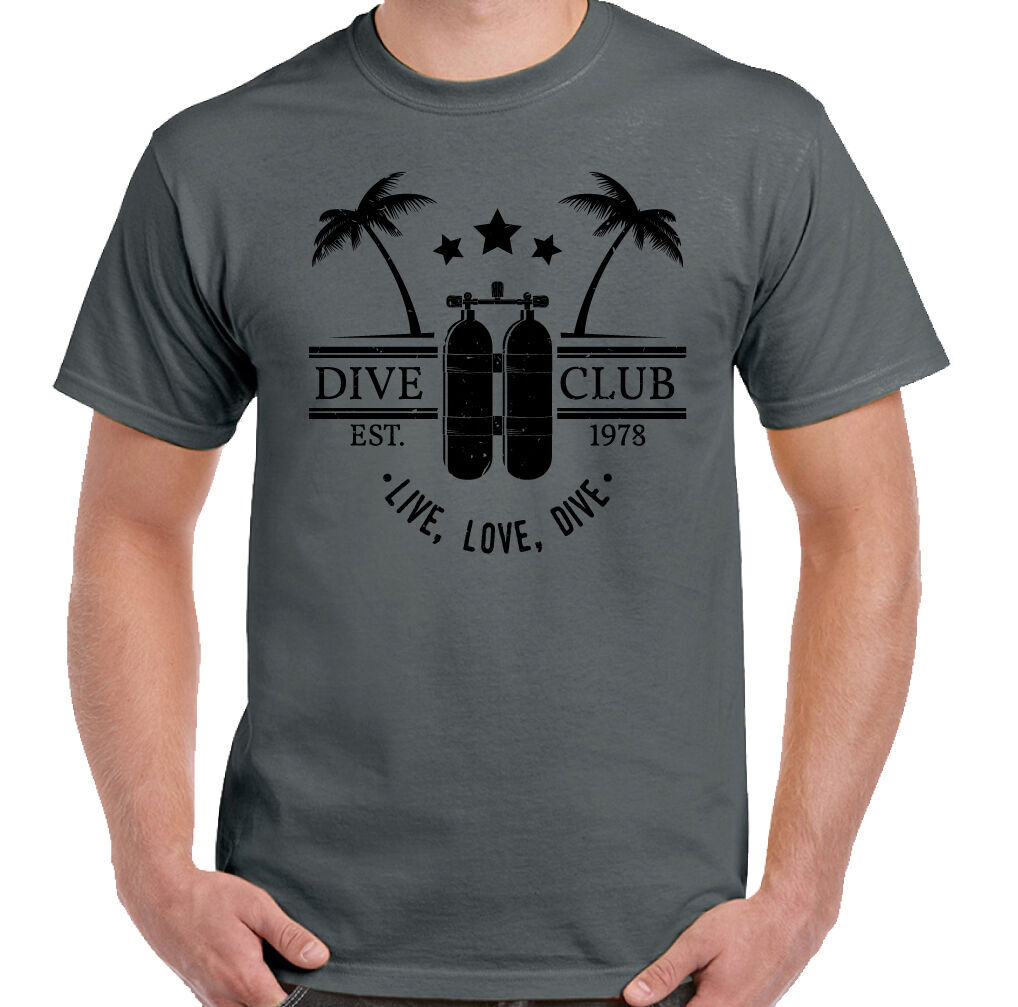 Funny Scuba Diving T-Shirt for Men with Diver Equipment Design  