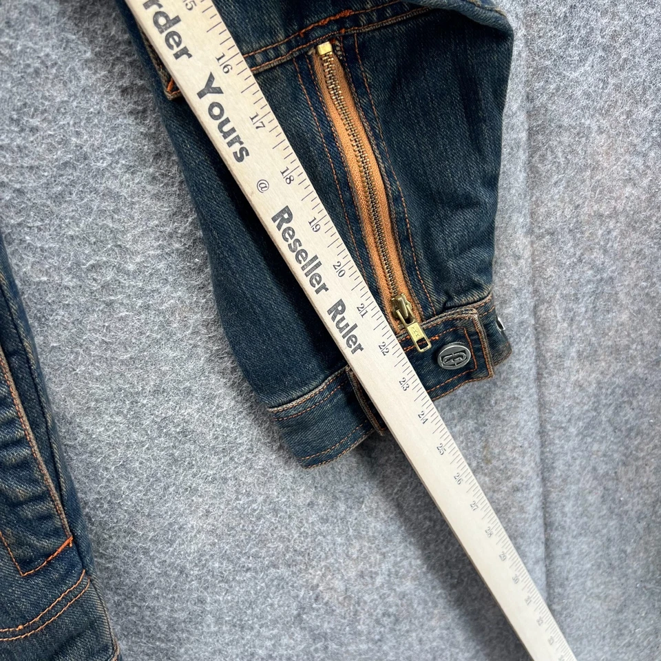 Chaqueta de mezclilla Ecko Unltd para hombre XL azul botón ropa de trabajo vintage hip hop índigo Y2K Foto 4 de 4