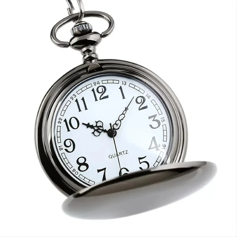 Классические винтажные двусторонние глянцевые кварцевые карманные часы ожерелье нержавеющая сталь - Изображение 2 из 4