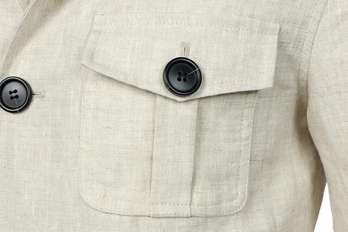 Chic Men's Linen Safari Jacket Pockets Slim Fit Hunting Coat Casual Tops British - Picture 17 of 28