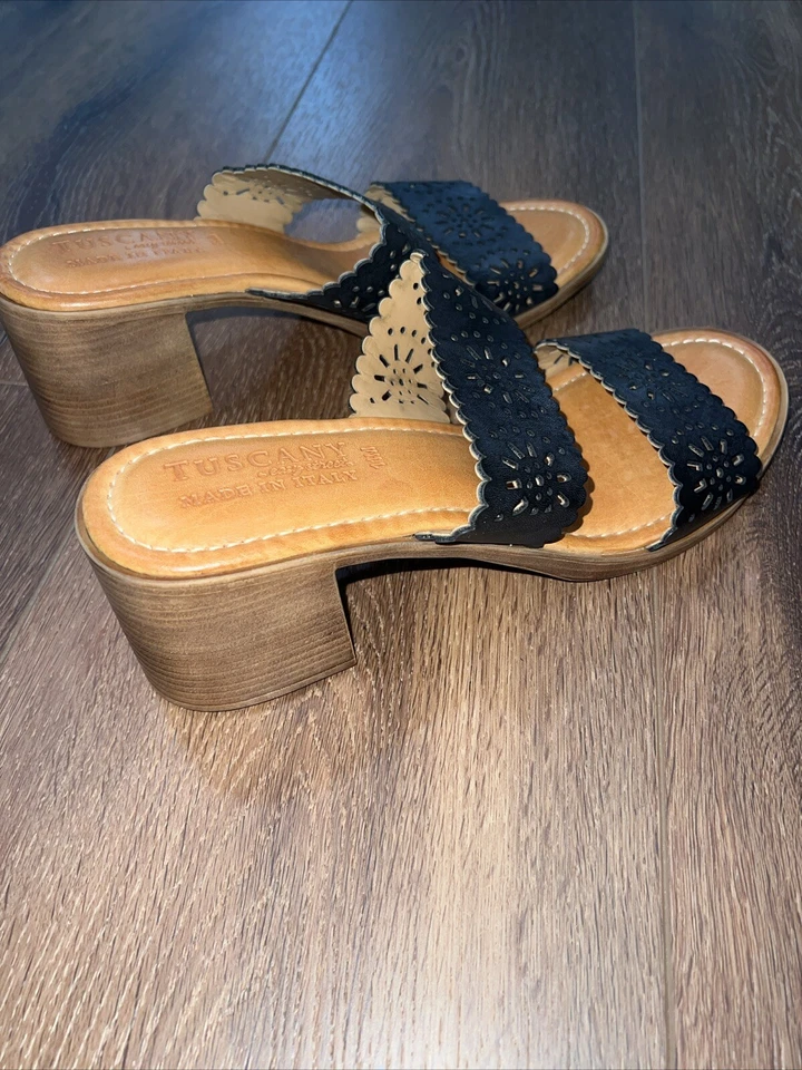 Sandália Easy Street Wedge Feminina 11M Toscana Preta Floral Verão - Imagem 4 de 4