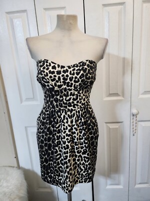 Papaya Animal Cheetah Print Strapless Pleated Bust Short Mini Dress Size Medium