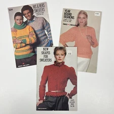 Sweater Patterns Leaflets Booklets Red Heart Knit Crochet Vest Swimsuit Lot Of 3