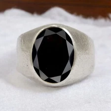 Black Onyx Oval Cut Gemstone With 925 Sterling Silver Ring For Men's #744