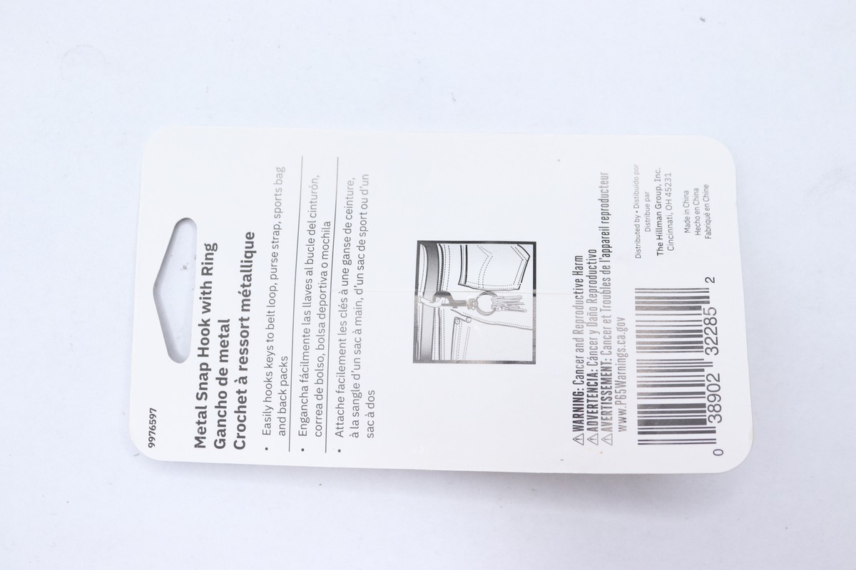 Minute Key Belt Snap Hook With Ring Metal Nickle Plated Silver