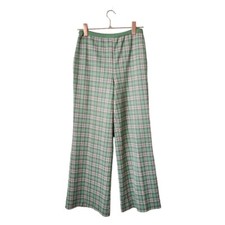 VINTAGE 70s mod plaid pull on pants in green check union made