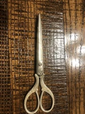 Vintage Sewing Collectible Eversharp Scissors Ornate Gold Tone Handle Steel USA