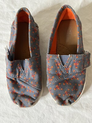 Toms Tiny Classic Alpargata Blue Lobsters Slip Ons T8  (Toddler) Size 8