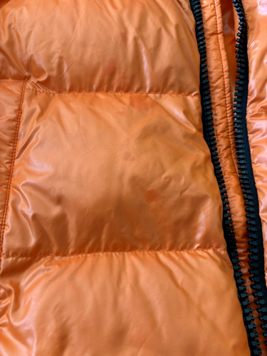 MONCLER Authentic Boys Down Puffer Jacket With attached Hood Size 12Y Orange - Picture 6 of 9