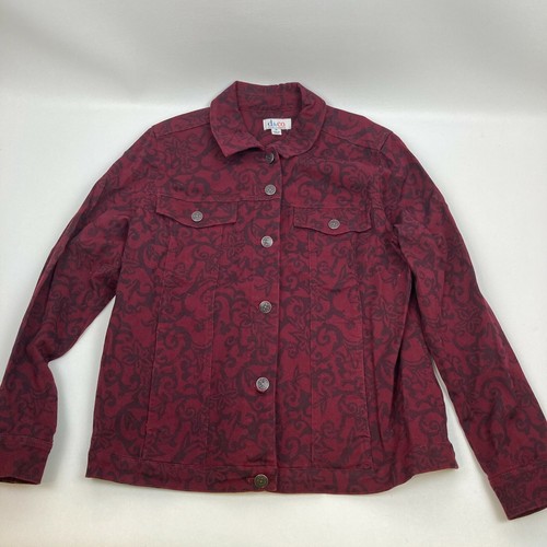 Scroll Print Stretch Twill Denim Jacket 