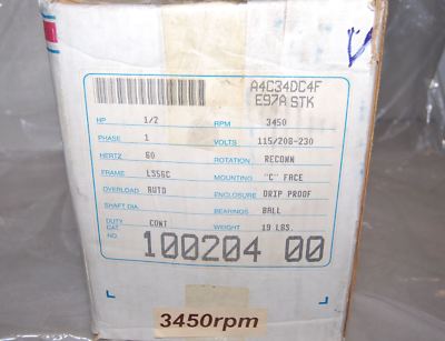 LEESON 100204.00 A4C34DC4F 115/208-230 V AC 1/2 HP 3450 RPM Motor