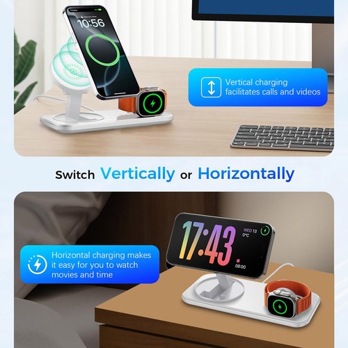 2in1 Wireless Charger Station For Apple Watch Ultra/10/9/8 iPhone 16 15 14 13 12 - Picture 20 of 26
