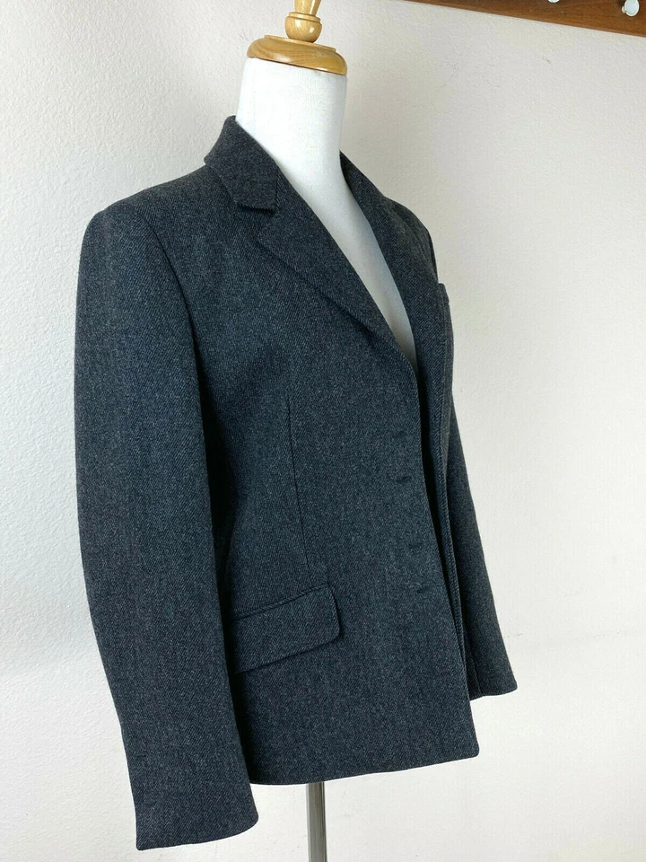 Blazer de Lana PRADA Milano Y2K 40/6 Gris Auténtico De Colección Clásico Sin Botones Chaqueta Foto 3 de 4